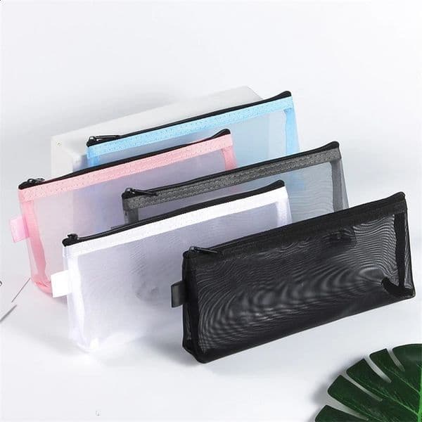 1Pc Clear Mesh Pencil Case Stereoscopic Portable School Supplies Pen Box Bill Storage Bag Zipper Pouch Office Student Pen Bag 260515
