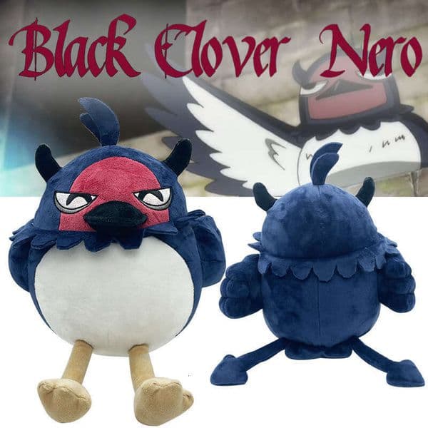 Black Clover Nero Bird Plush Toy Anime Black Bull Nero Character Stuffed Doll Soft Collectible Plushie for Fans Kids