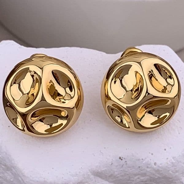 Earrings Women 18K Gold Plated Earring Round Concave Stud Earrings Luxury Jewlery Designer for Women Elegant Timeless Premium Free Shipping Buy One Get One
