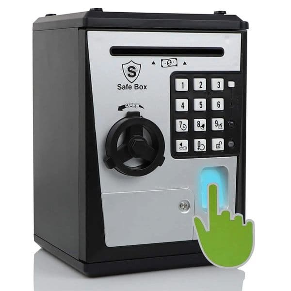 Luxury Designer Decor ATM Savings Bank For Real Money Electronic Voice Piggy Banks Fingerprint Password Kids room Safe Box Cool Stuff Gift D 9