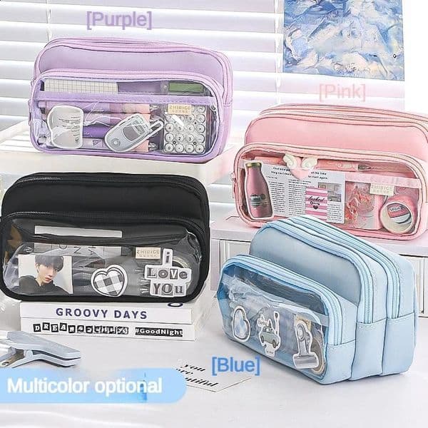 Transparent Pencil Case Large Capacity Simple Pencil Case Multifunctional Student Stationery Storage Bag 260515