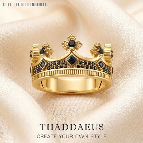Royal Power Crown Golden Ring in 925 Sterling Silver Victorian Vintage Gift for Men Women Europe Summer Fine Jewelry 260516