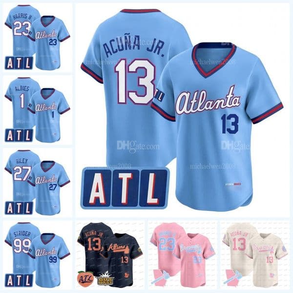 Braves 2025 Atliens ATL Patch Baseball Jersey - Ronald Acuna Jr Michael Harris II Marcell Ozuna Jarred Kelenic Matt Olson Sean Murphy Spencer Strider