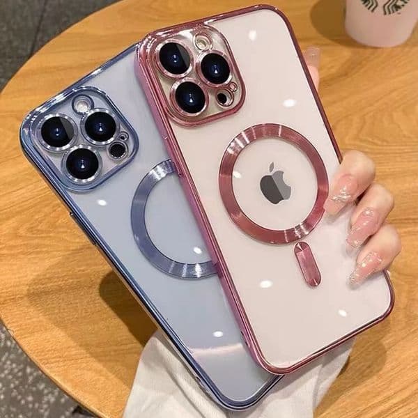 phone case Electroplated Magnetic Compatible17 Pro Protective Cover With Lens Film TPU Soft Iphone 14 Phone Case
