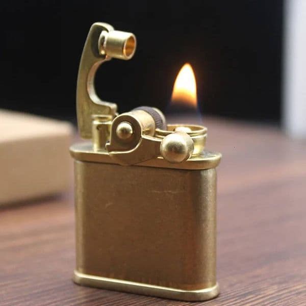 Brass Flint-Free Torch Retro Windproof Grinding Wheel Kerosene Oil Pipe Lighter Cigarette Gadgets For Men