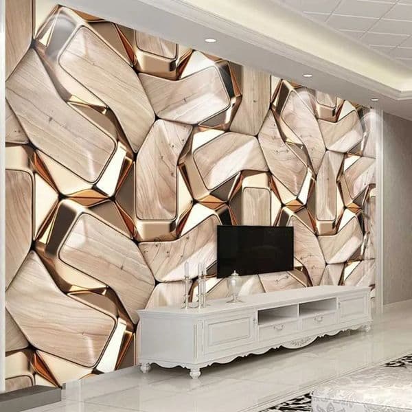 Luxury Designer Decor Self-Adhesive Mural Wallpaper Modern 3D Abstract Geometry Gold room Metal Pattern Photo Wall Paper Living Room KTV Wat 19