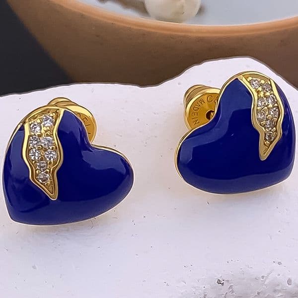 Earrings Designer Earrings Women 18K Gold Plated Earring Blue Heart Pave Stud Earrings Luxury Jewlery Designer Women Elegant Free Shipping Buy One Get One