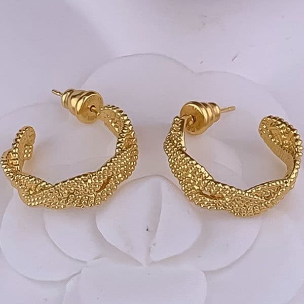 Earrings Women 18K Gold Plated Earring Woven C Shape Hoop Earrings Luxury Jewlery Designer for Women Sparkling Timeless Free Shipping Buy One Get One