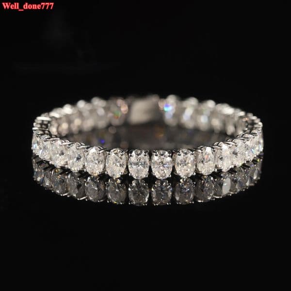 925 Silver Moissanite 6mm*4mm Bohemian Bracelet Round Light Luxury Exquisite Womens Daily Versatile Gift Hand Jewelry