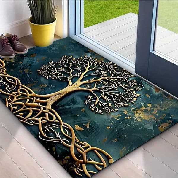 Tree of Life Pattern Large Area Rug Non-slip Machine Washable for Living Room Bedroom Laundry Entryway Home Decor Carpet Mat L260516