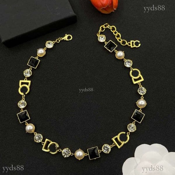 Luxury Silver Necklace Cross Pendant Hip Hop Rock Street Style Jewelry D brand new model diamond-studded pearl European