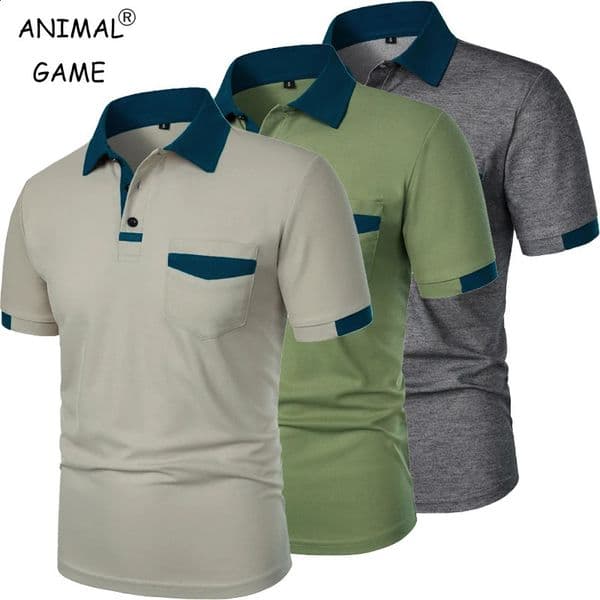 Mens Short Sleeve T Shirts Solid Color Polo Shirt with Pockets Breathable Loose Basic for Men Lightweight Tops 260516