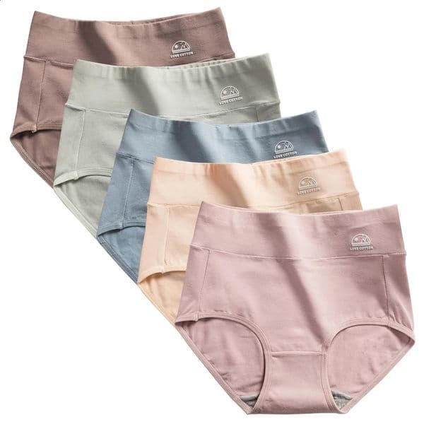 5 Pack Womens Cotton High Waisted Underwear - Tummy Control Butt Lift Graphene Antibacterial Breathable Comfort No Ride Up 260516