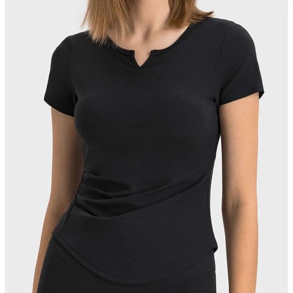2026 Gym Clothe Set Gym Clothe Set Workout V-Neck Quick Dry Short Sleeves Slim Fitted Tight Fashion Shirts Ribbed Athletic Yoga Running workout set Tees Top Wor