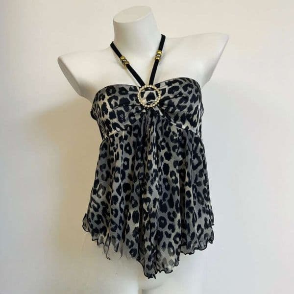 European And American Pure-Desire Style Leopard Print Halter Neck Camisole, Summer New Design, Niche Hot Girl Sleeveless Top Cami Vest