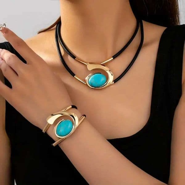 Exaggerated Spiral Snail Ear Studs Necklace Bracelet Ring Bohemian Jewelry Set for Women Elegant Beach Style Accessories X260516