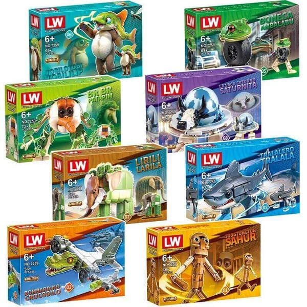 Italian Brainrot Animals Tung Sahur Building Blocks Tralalelo Tralala Shark BricksToy Gift for Children Kids Blind Box 26Y0516