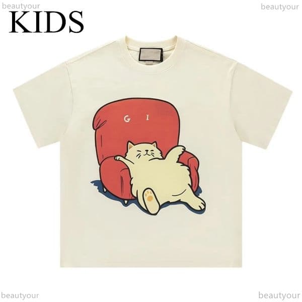 Kids designer gg shirts luxury brand casual Zoo Series print T shirt Boys Girls breathable Crew Neck Tees summer pure Cotton cartoon cute animals letter