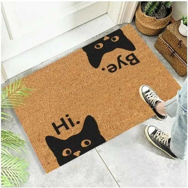 Black Cat Carpet Welcome Mat Hi Bye Cute Cartoon Nonslip Area Doormat Soft Mat Room Rug Bedroom Outdoor Carpet Home Decor L260515