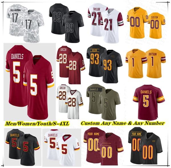 American Football Jersey Commanders Jayden Daniels Terry McLaurin Frankie Luvu Sonny Styles Marcus Mariota Jacory Croskey-Merritt Mike Sainristil Jeremy Reaves