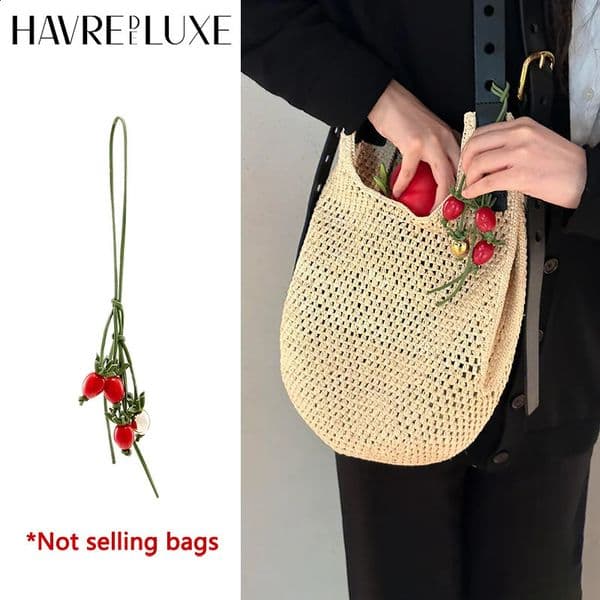 Cowhide bag charm exquisite tomato string pendant woman all-match cute backpack pendant bag accessories 260516