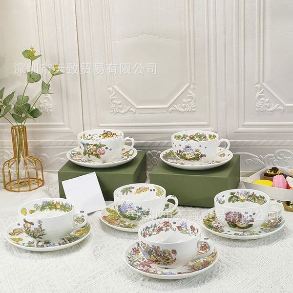 Wulongmao series bone china coffee cup saucer couple cup girlfriend cup