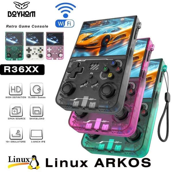 BOYHOM 256G R36XX Hand-held Game Consoles Video player 35-inch IPS 640480 Screen Retro Game Player 3000 mAh128G/64G Games Z260516