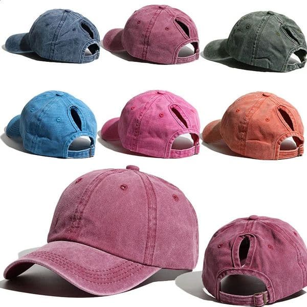 Washed Ponytail Baseball Cap for Women Sun Protection Trendy Duckbill Cap Spring Summer Outdoor Sports Hat 260516