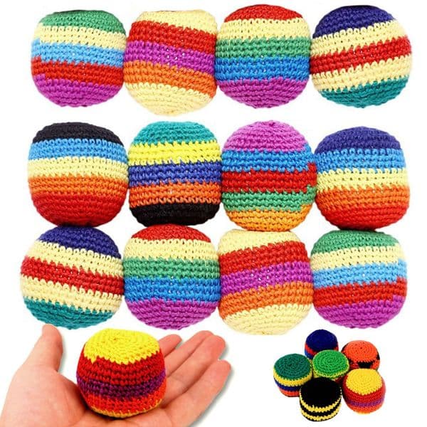 Wholesale Set Hand Made Knitted Sack Juggling Footbag for Beginners Foot Bag Crochet Hacky Ball Stock