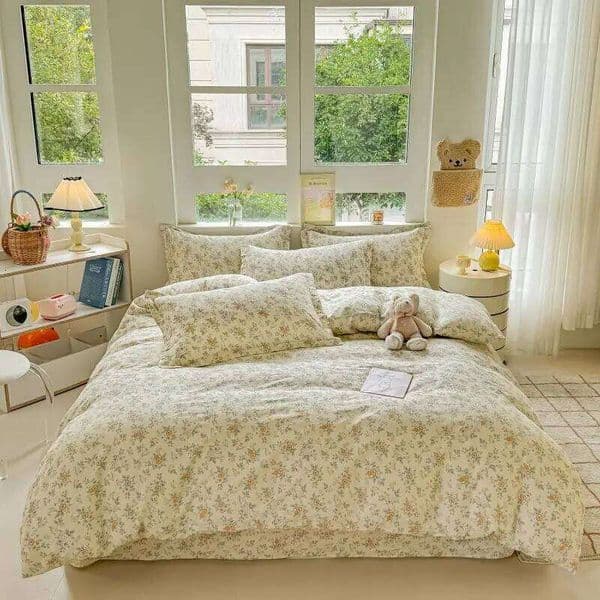 3pc/Set 100% Cotton Duvet Cover,No Filler,Floral Ins Style, Soft Comfortable Skin-Friendly Fabric,Single/Queen Size Bedding Set J260516
