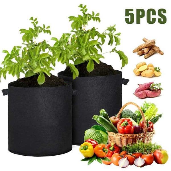 5PCS Vegetable Grow Bags Felt Planting Bag Potato Tomato Seeding Pots Flower Planting Nursery Pots Accessories L260516