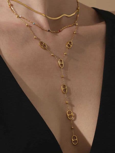 Nivora Fashion Long Chain Stainl Steel Necklacs For Women PVD Real Gold Plated Metal Female Collar Party Banquet Jewelry X260516