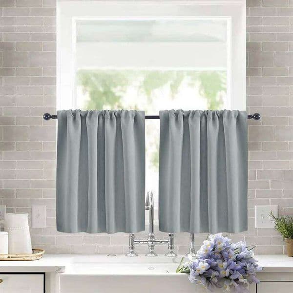 1pc Solid Short Curtain, Small Kitchen, Bathroom, High Blackout Curtains for Home Decoration, UV Protection 26W0516