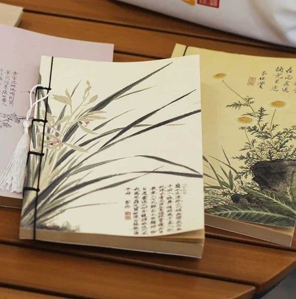 Vintage Chinese Style Kraft Paper Blank Page Notebook Student Stationery Gift Portable Craft Blank Mini Notepad L260515
