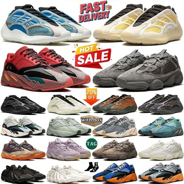 With Box Designer Mens Womens 700s Outdoor Sport Shoes Casual Running Sneakers Grey Black Blue Orange Cream White Runner Sport Comfortable Shoes Trainers Size 36-46