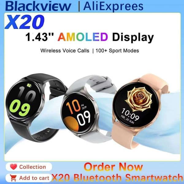 New X20 Smart Watch with Health Monitoring Fitness Tracking 1.43 HD AMOLED Screen Bluetooth Smartwatches for Men Women Gifts J260516