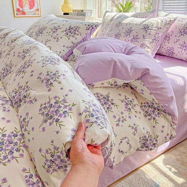 1pc Purple Lavender Printed Duvet Single/Queen/King Size Quilt Cover for Double Bed Flower housse de couette220x240cm J260516