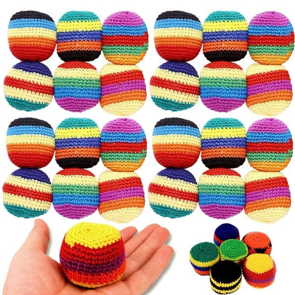 Wholesale Set Hand Made Knitted Sack Juggling Footbag for Beginners Foot Bag Crochet Hacky Ball