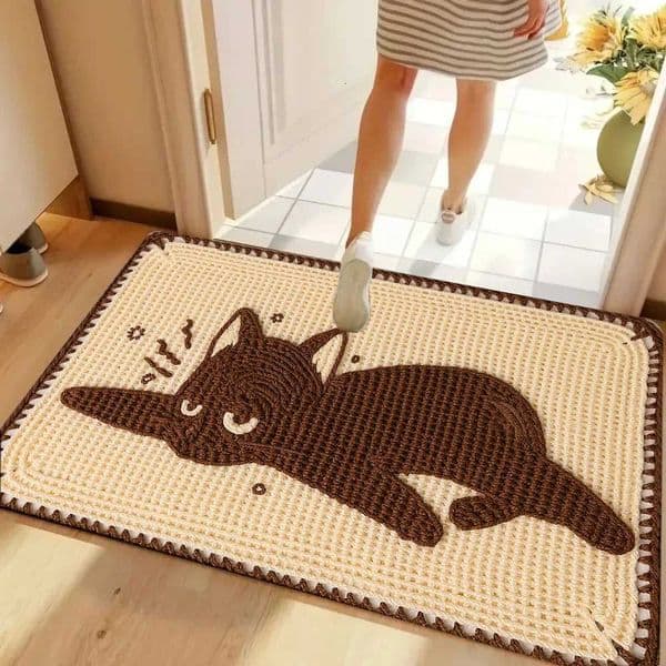 Cute Cartoon Cat Pattern Carpet Mat Rug Soft Non Slip Floor Mat for Living Room Bedroom Home Decoration Floor Mat Welcome Mat L260515