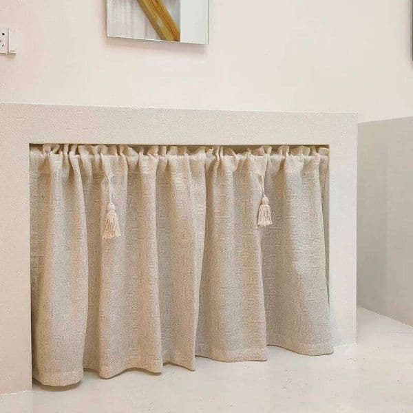 Short Curtains Cotton Linen Farmhouse Ready Made Window Valance Rod Pocket Cabinet Dustproof Curtain for Cafe Kitchen Home Decor 26W0516