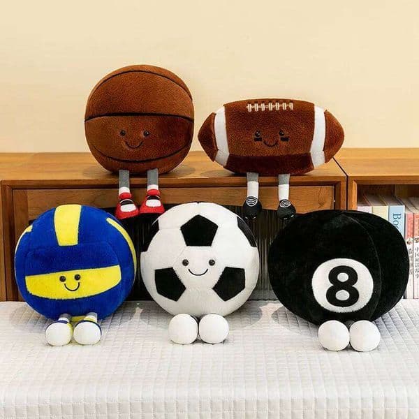 20/25CM Creative New Football, Basketball, Volleyball, Black 8 Ball, Rugby Plush Toys Realistic Sports Stuffed Dolls Nice Gifts 26W0516