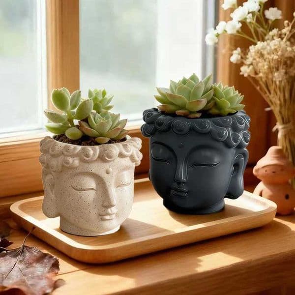 Creative Buddha Statue Flowerpot Green Potted Plants Container Home Courtyard Garden Decor Resin Handicrafts Ornament Gift L260516