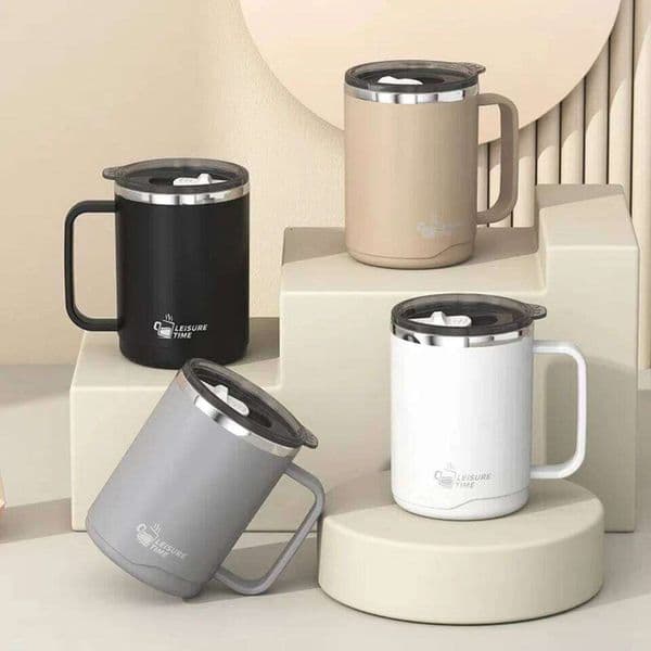 WORTHBUY 304 Stainless Steel Double Wall Insulated Coffee Mug With Handle Portable Sealed Water Large Capacity Drinking Cup W260516