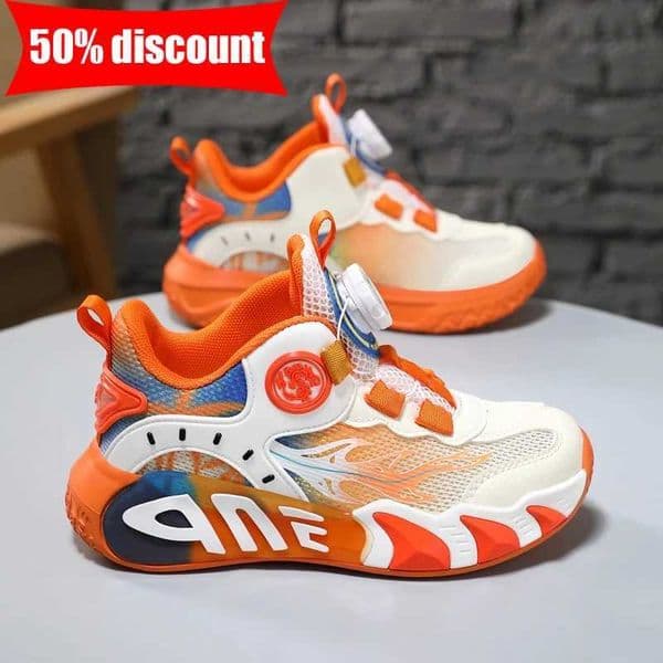 Children Sports Shoes Fashion Rotating Buttons Casual Anti Slip Training Sneakers Wear-resistant Soft Sole Student Running Shoes C260516