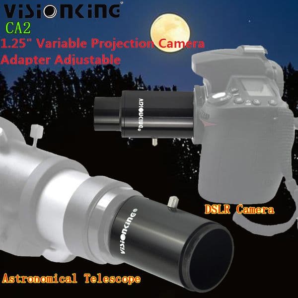 Visionking Metal 1.25" Variable Projection Camera Adapter Adjustable Astronomical Telescope Astrophotography Flip Mirror Adapter M42 Thread Extendable Tube