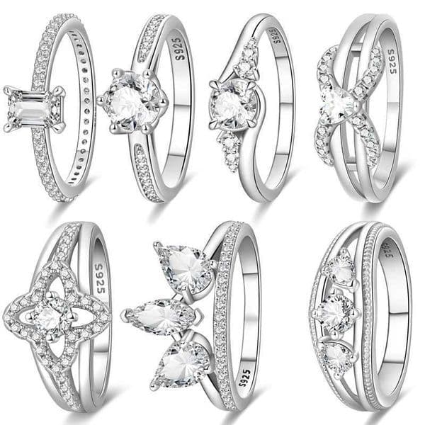 Original 925 Sterling Silver Minimalist Ring Sparkling Cubic Zirconia Ring Women Romantic Wedding Engagement Anniversary JewelryT260516