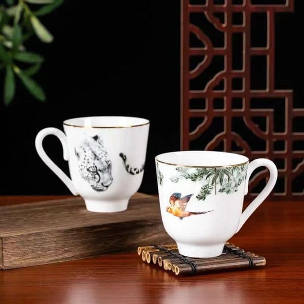 European Light Luxury Jungle Bone China Mug Afternoon Teacup Gift Box Set Exquisite Breakfast Milk Cup Souvenir