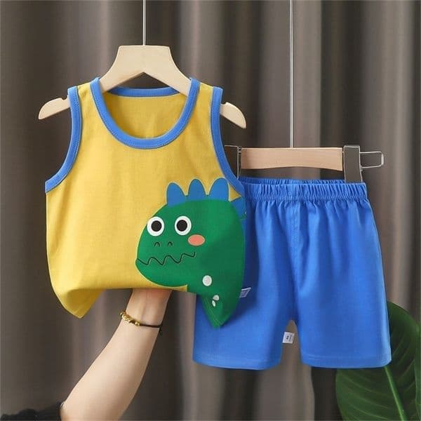 Summer Vest Boys Girls Pajamas Sets Cotton Children Boy Girl Sleepwear Nightwear Kids Lightning Pyjamas Suit 260515