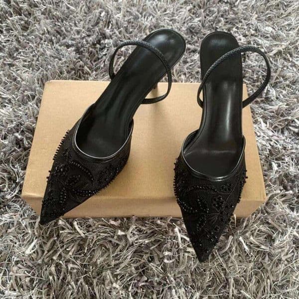 Dress Zaraly High Heel Shoes Brand Designer White Women Wedding Pumps Mesh Embroidered Flowers Back Strap Sexy Zaraheels Ladies 38A