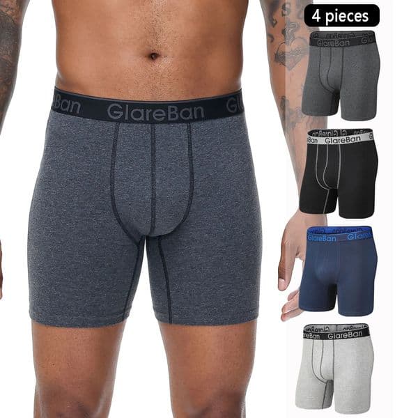 4pcs Set Mid-Long Boxer Shorts Mens Underwear Cotton Breathable Male Underpants for Men Homme Boxershorts Slips Soft Panties 260511
